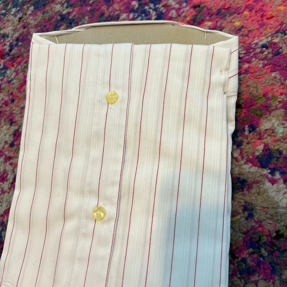 Christian Dior Juene Homme Men's White Dress Shirt with Pink Pinstripes 16 NWT - Picture 3 of 6